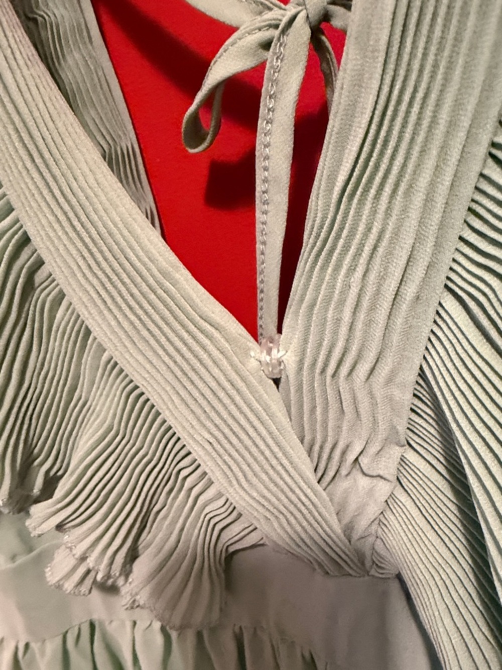 Mint Green Pleated Ruffle Maxi Dress - Picture 7 of 7